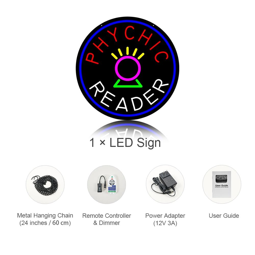 LED Phychic Reader Neon Sign, 16"x16" - Image 4