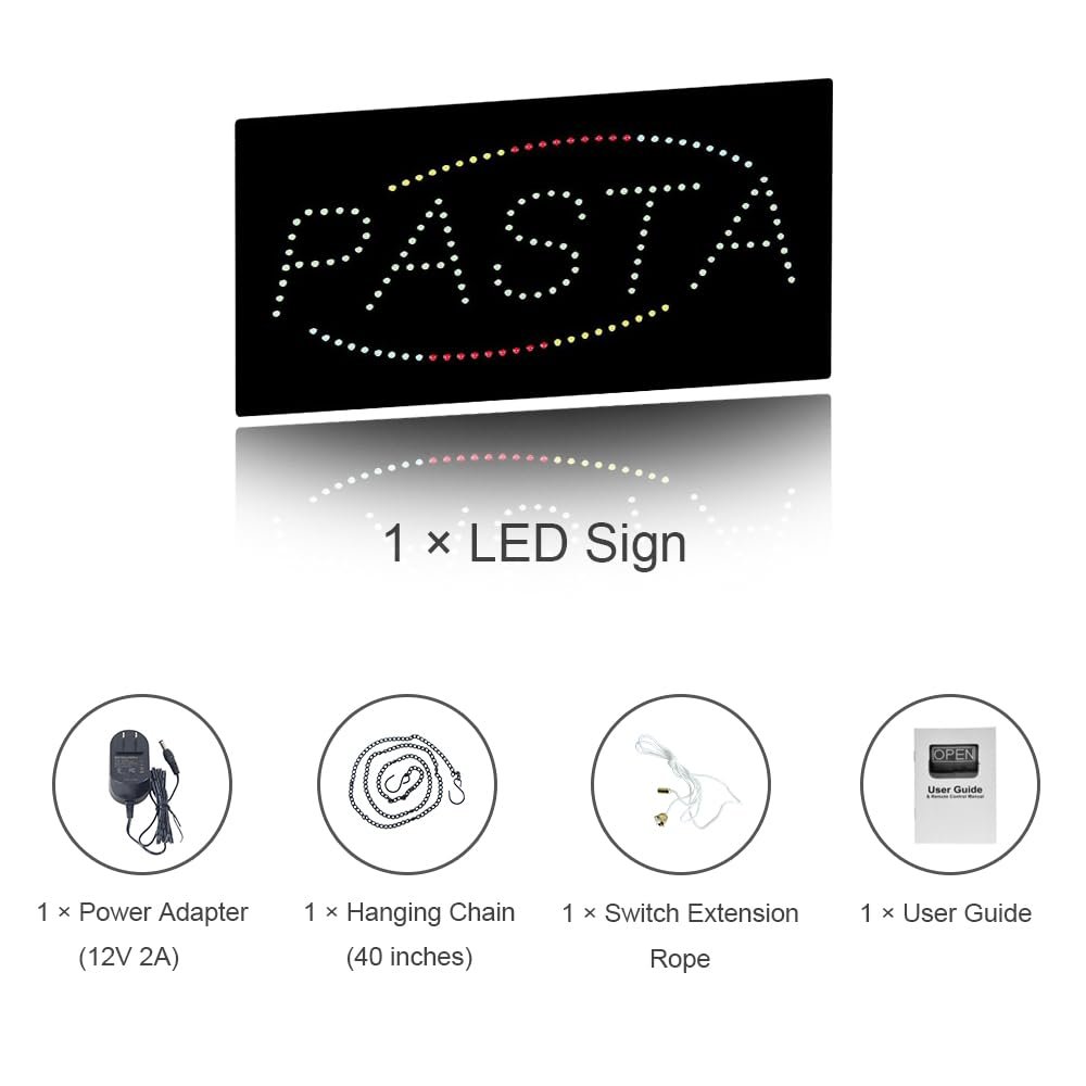 LED Pasta Sign, 19"x9.5" - Image 6