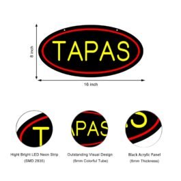 LED Tapas Neon Sign, 16″x8″