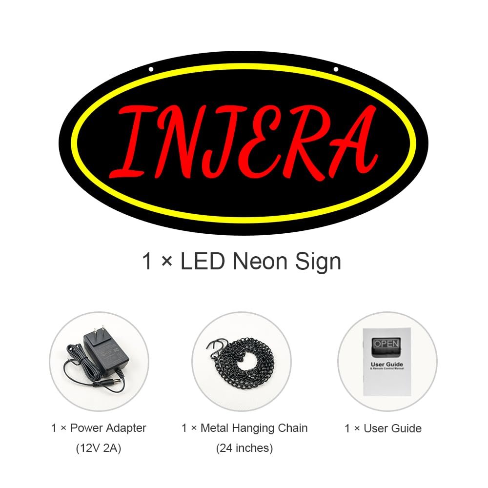 LED Injera Neon Sign, 20"x10" - Image 3
