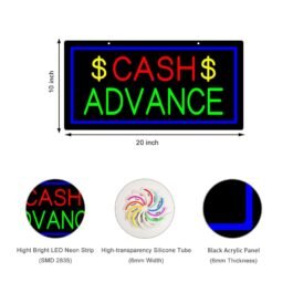 LED Cash Advance Neon Sign, 20″x10″
