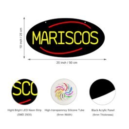 LED Mariscos Neon Sign, 20″x10″