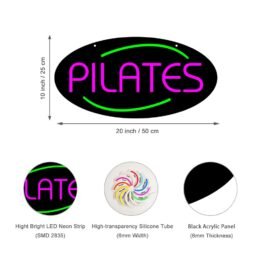 LED Pilates Neon Sign, 20″x10″