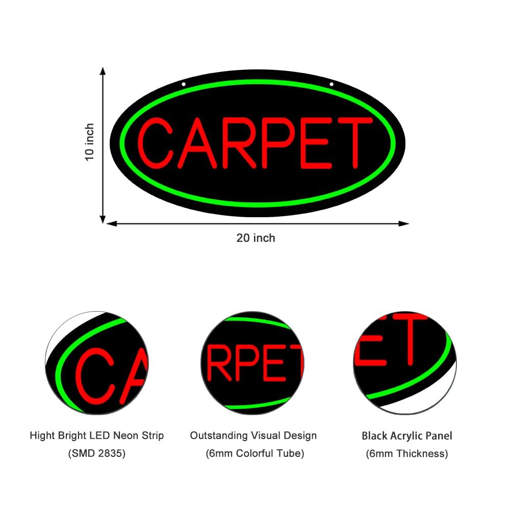 LED Carpet Neon Sign, 20"x10" - Image 3
