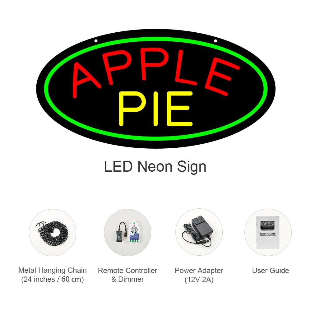 LED Apple Pie Neon Sign, 20"x10" - Image 3