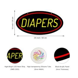 LED Diapers Neon Sign, 20″x10″