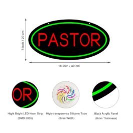 LED Pastor Neon Sign, 16″x8″