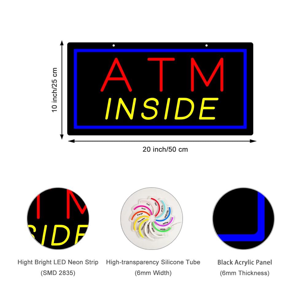 LED ATM Inside Neon Sign, 20"x10" - Image 2