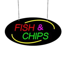 LED Fish Chips Neon Sign, 20″x 10″