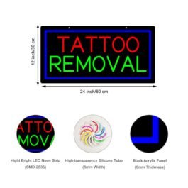 LED Tattoo Removal Neon Sign, 24″x12″