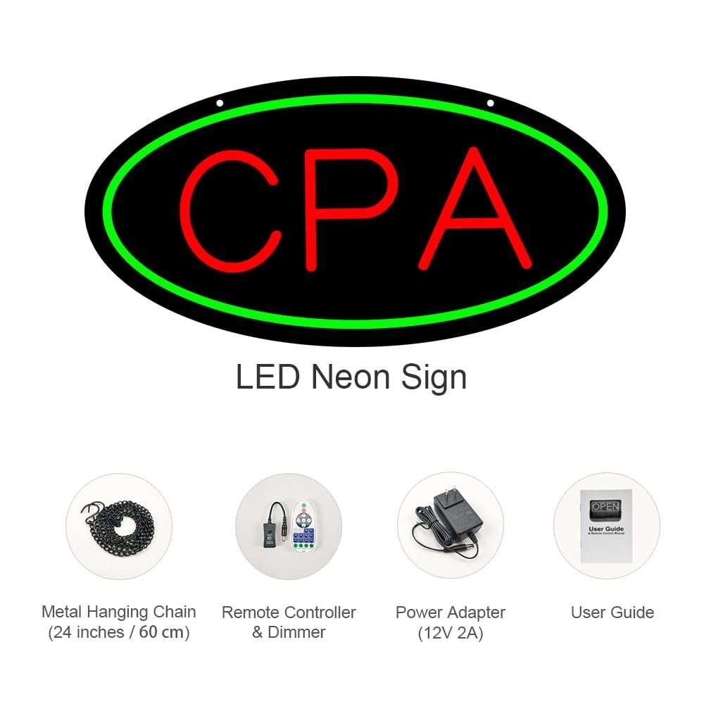 LED Cpa Neon Sign, 20"x10" - Image 4