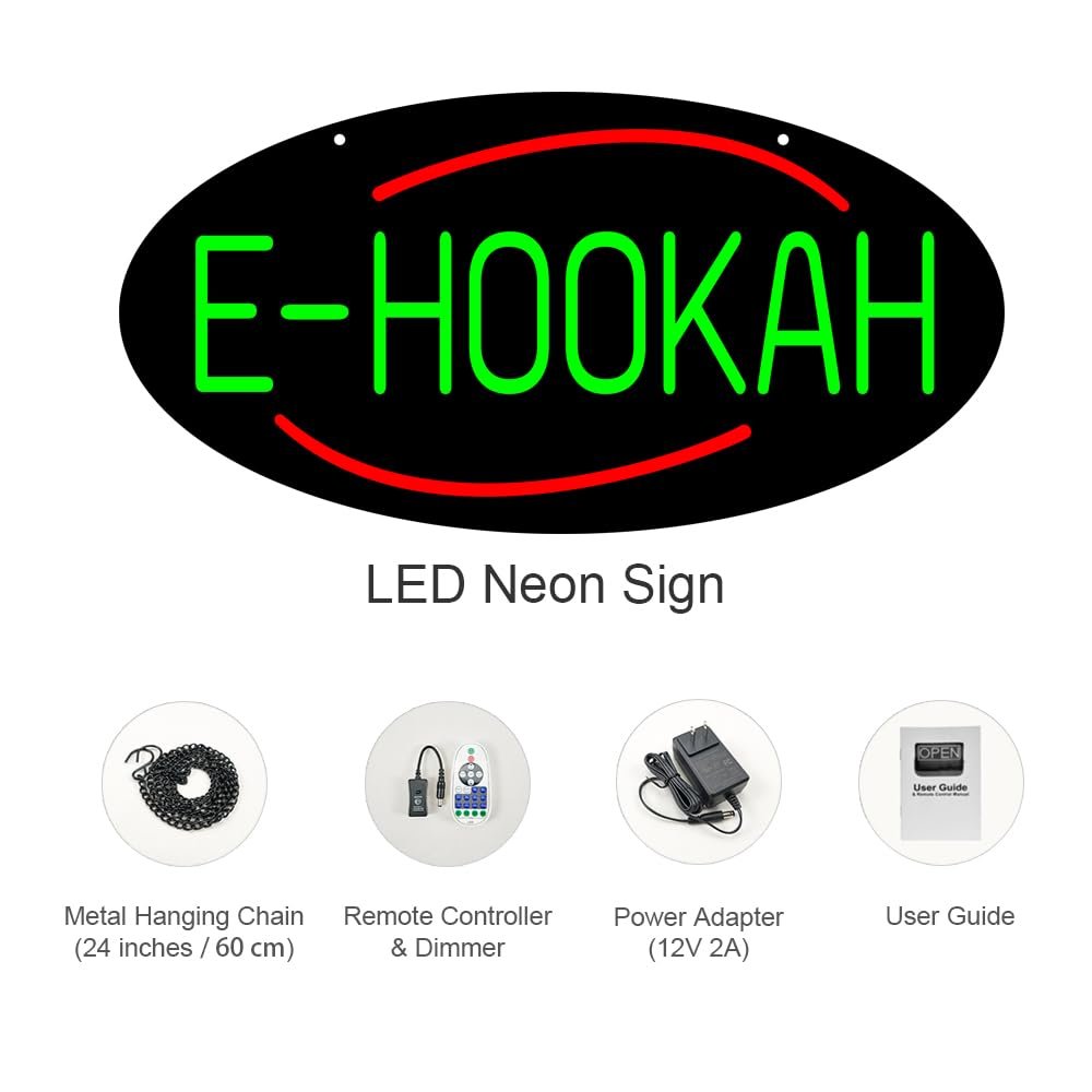 LED E-hookah Neon Sign, 20"x10" - Image 4