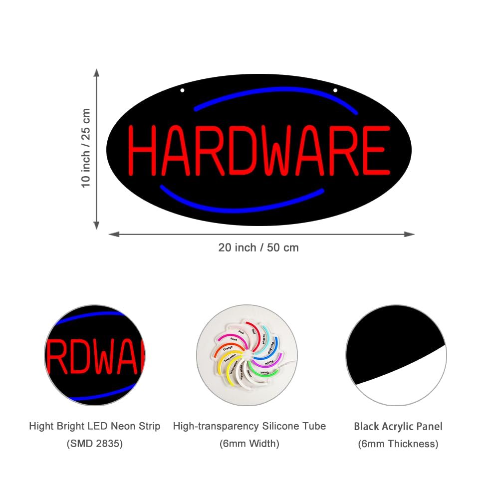 LED Hardware Neon Sign, 20"x10" - Image 2