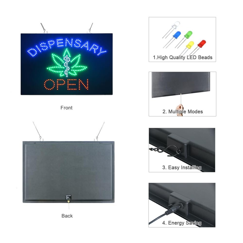 LED Dispensary Open Dot Sign, 24"x16" - Image 3