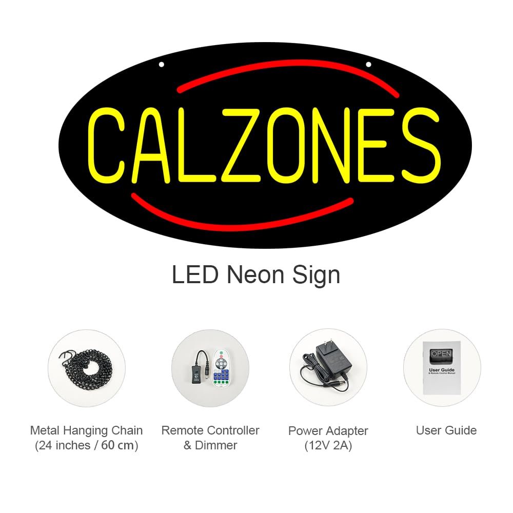 LED Calzones Neon Sign, 20"x10" - Image 3