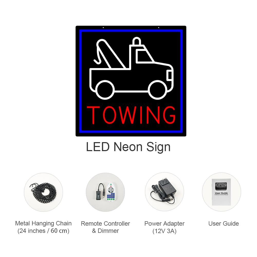 LED Towing Neon Sign, 16"x16" - Image 4