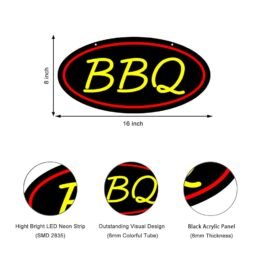 LED BBQ Neon Sign, 16″x8″