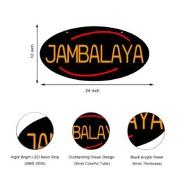 LED Jambalaya Neon Sign, 24″x12″
