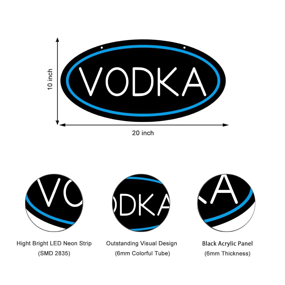 LED Vodka Neon Sign, 20"x10" - Image 2