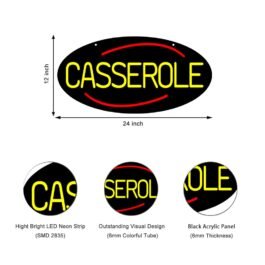 LED Casserole Neon Sign, 24″x12″