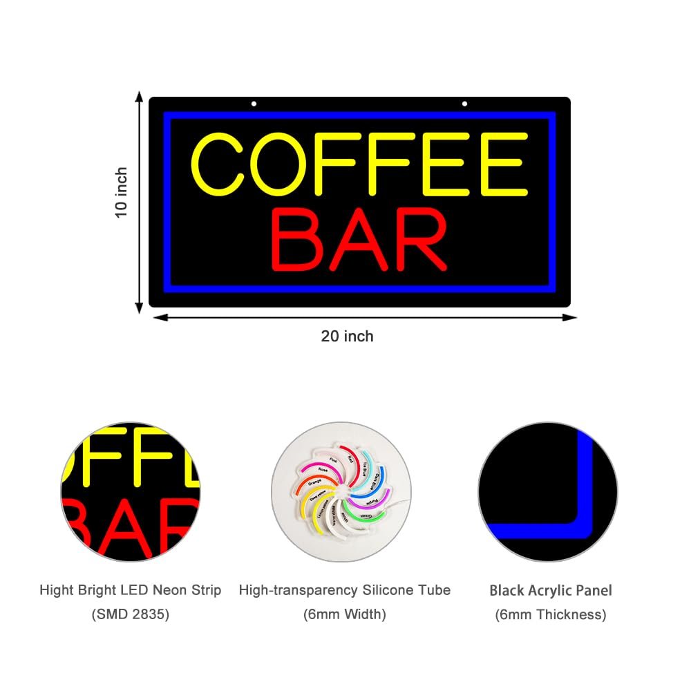 LED Coffee Bar Neon Sign, 20"x10" - Image 3