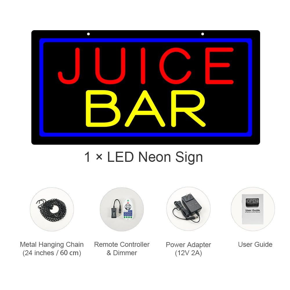 LED Juice Bar Neon Sign, 20"x10" - Image 3