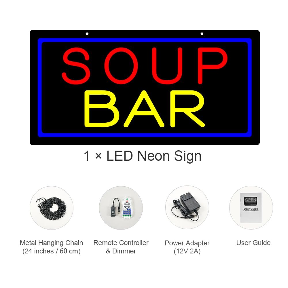 LED Soup Bar Neon Sign, 20"x10" - Image 3