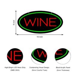LED Wine Neon Sign, 16″x8″