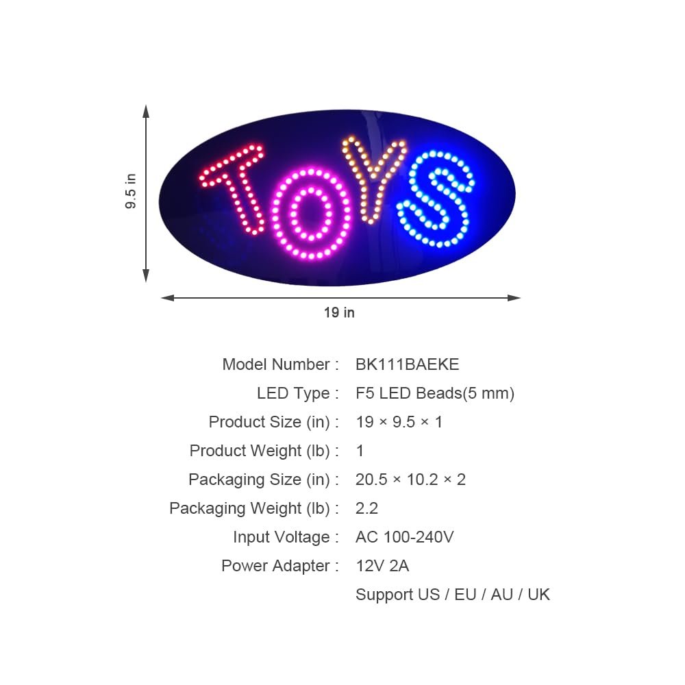 LED Toys Sign, 19"x9.5" - Image 5