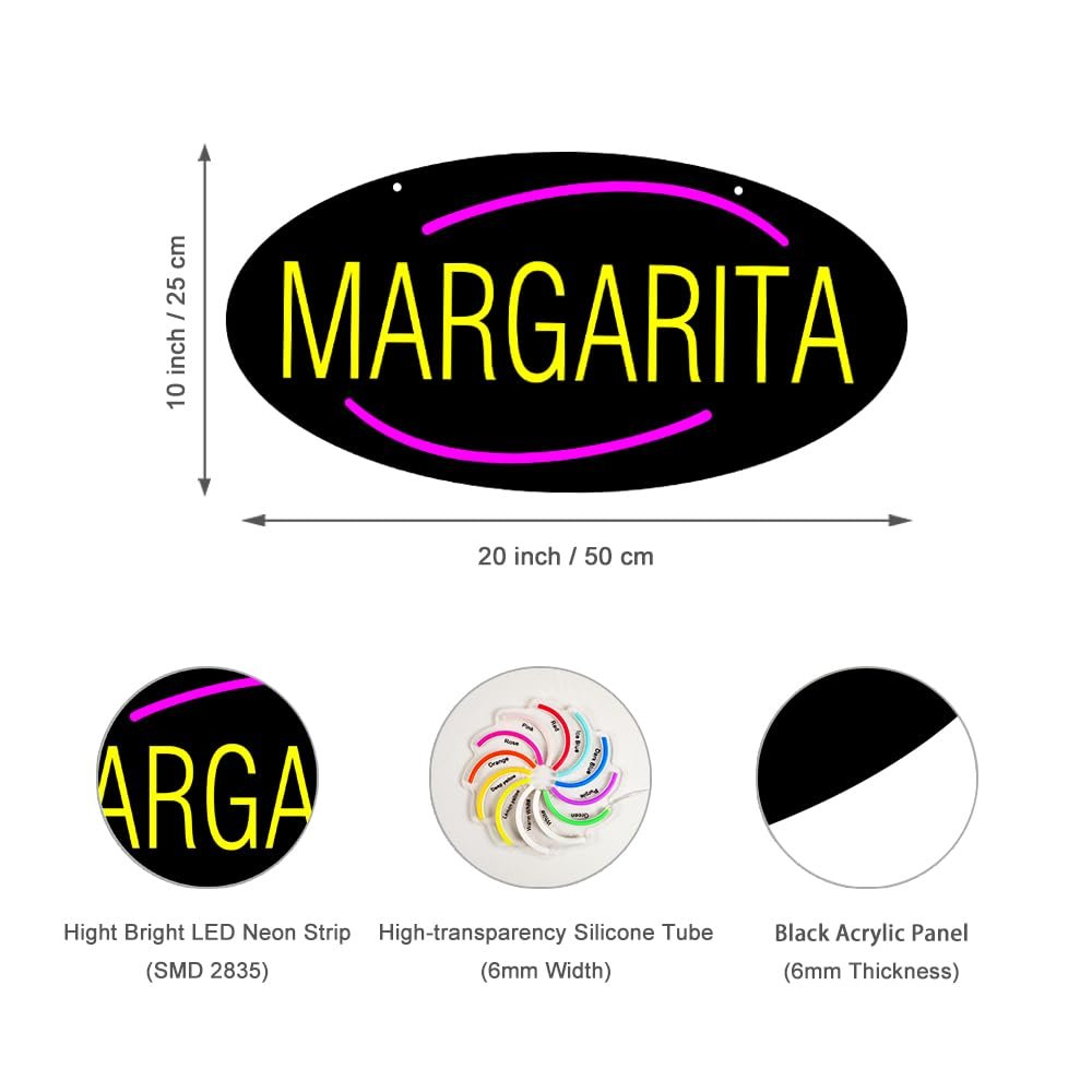 LED Margarita Neon Sign, 20"x10" - Image 3