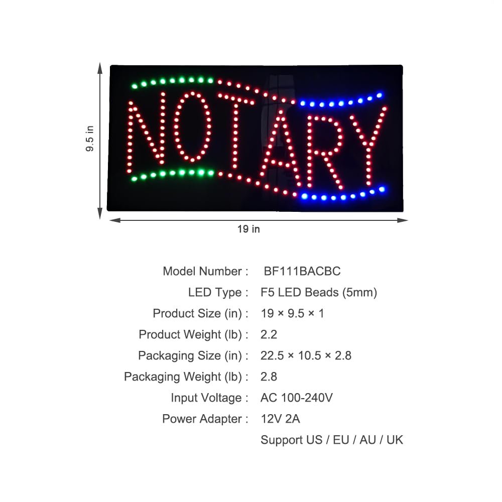 LED Notary Dot Sign, 19"x9.5" - Image 5