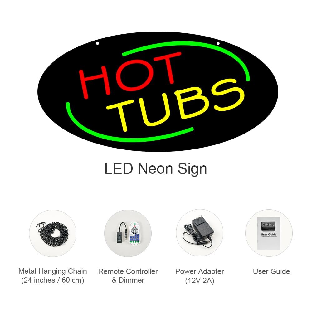 LED Hot Tubs Neon Sign, 20"x10" - Image 3