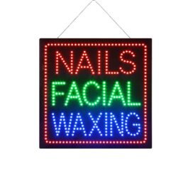 LED Nails Facial Waxing Sign, 24″x24″