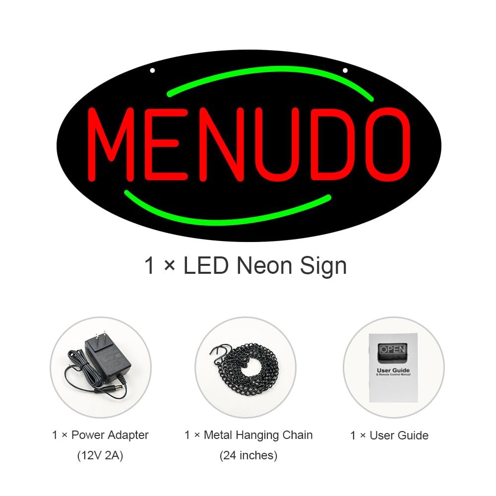 LED Menudo Neon Sign, 20"x10" - Image 4