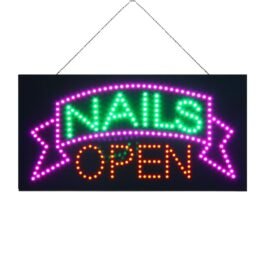 LED Nails Open Sign, Animated Billboard LED Open Sign for Nail Salon or Beauty Shop