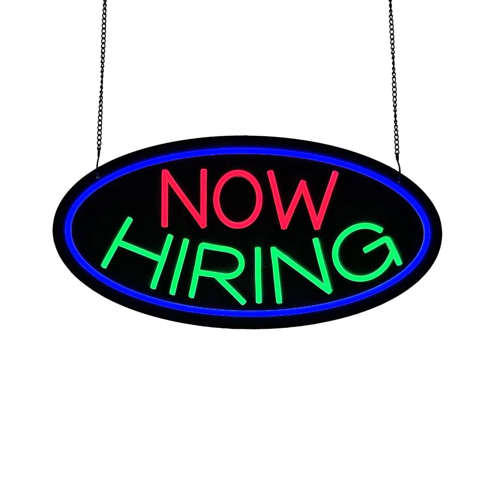 LED Now Hiring Neon Sign, 20"x10"