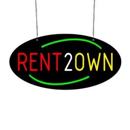 LED Rent 2 Own Neon Sign, 20″x10″