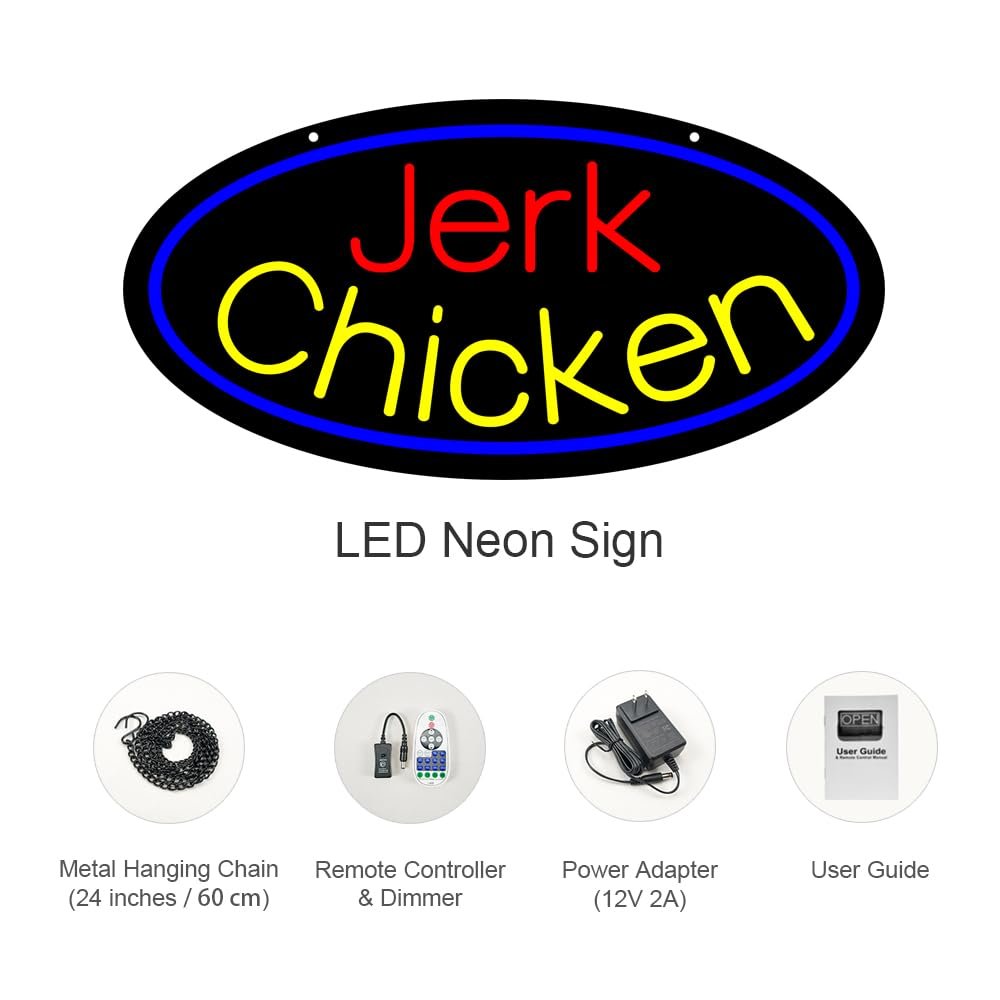 LED Jerk Chicken Neon Sign, 24"x12" - Image 3