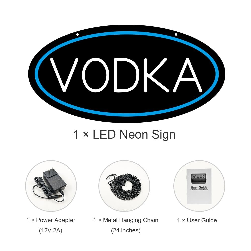 LED Vodka Neon Sign, 20"x10" - Image 3