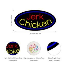 LED Jerk Chicken Neon Sign, 24″x12″