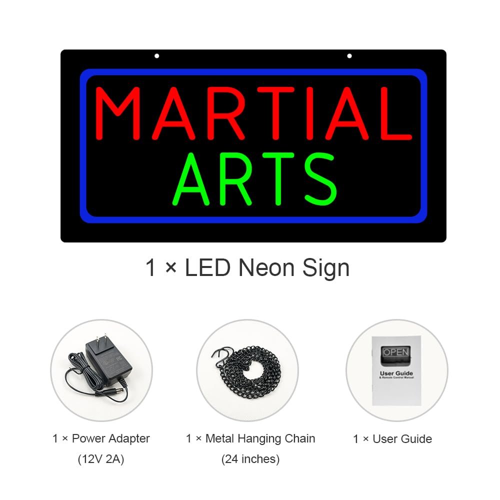 LED Martial Arts Neon Sign, 24"x12" - Image 4