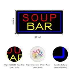 LED Soup Bar Neon Sign, 20″x10″