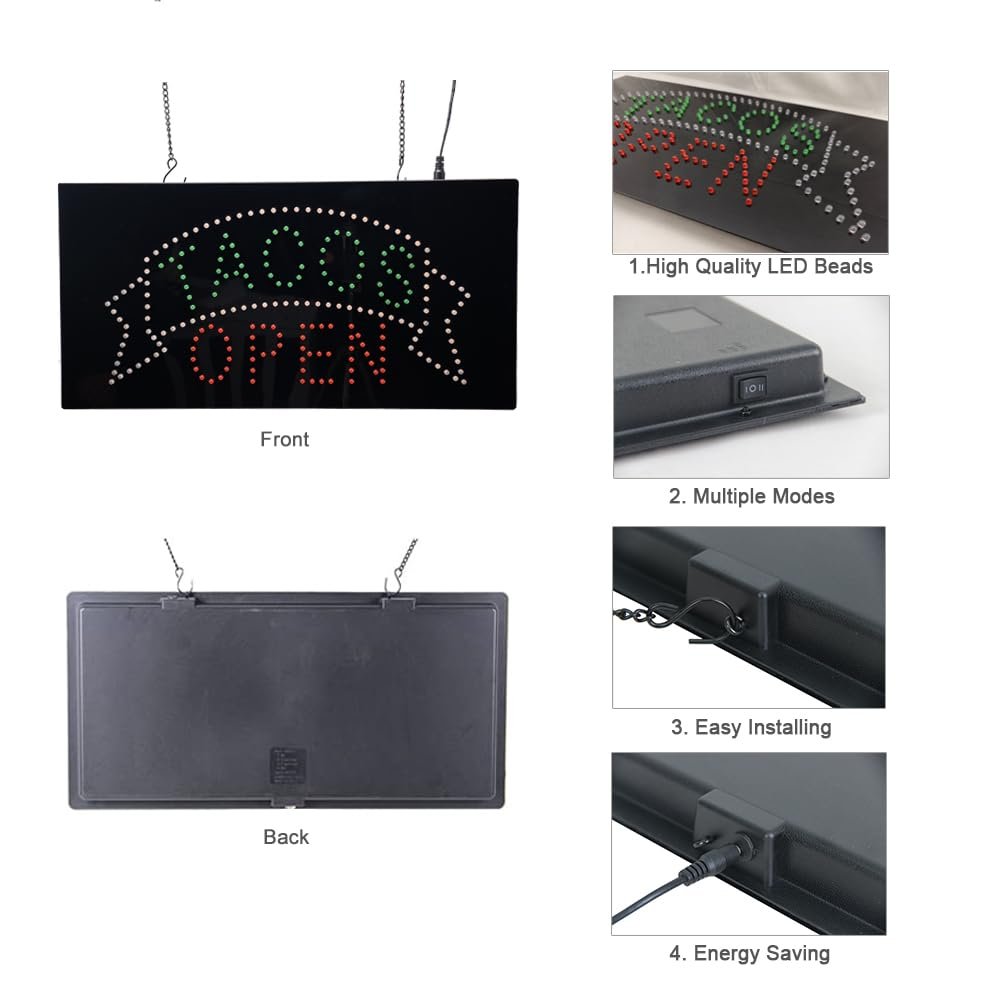 LED Tacos Sign, 19”x9.5” - Image 4