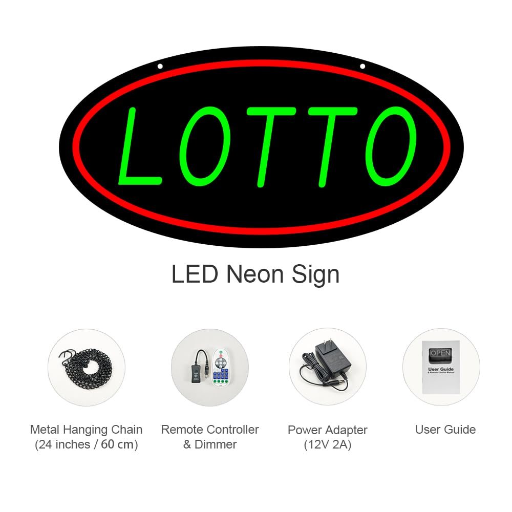 LED Lotto Neon Sign, 20"x10" - Image 3