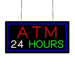 LED ATM 24 Hours Neon Sign, 20″x10″
