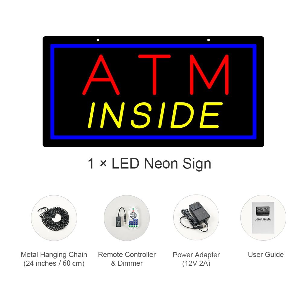 LED ATM Inside Neon Sign, 20"x10" - Image 3