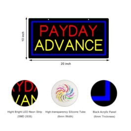 LED Payday Advance Neon Sign, 20″x10″
