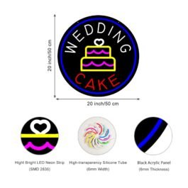 LED Wedding Cake Neon Sign, 16″x16″