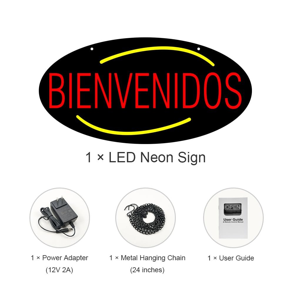 LED Bienvenidos Neon Sign, 24"x12" - Image 3
