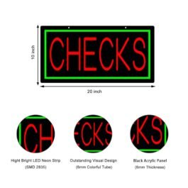 LED Checks Neon Sign, 20″x8.3″